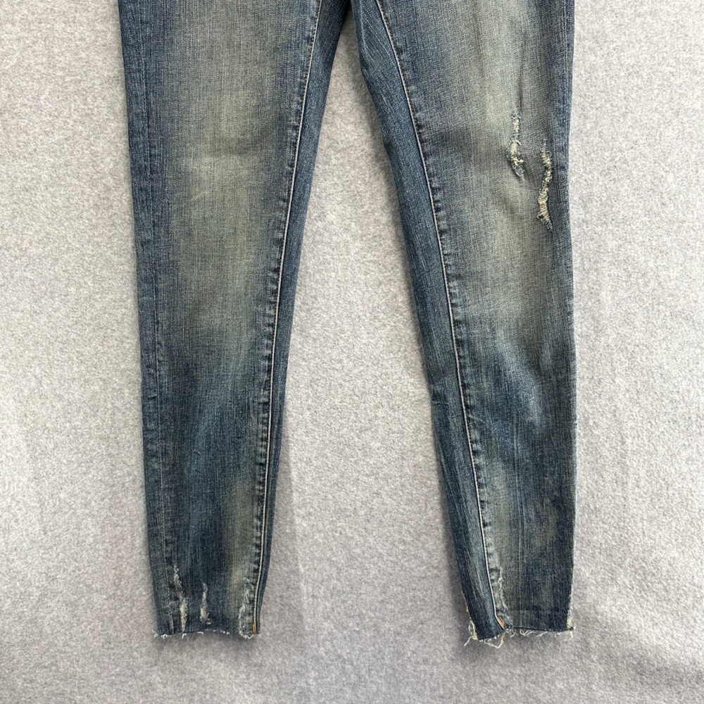 Zara Skinny Jeans Blue Distressed Raw Hem Casual Normcore Everyday Womens US 4 - Picture 5 of 12